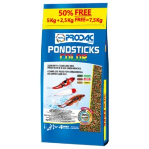 Akvaristika, Granulované, Jazierko a príslušenstvo, Krmivá - Prodac Pondsticks Color 5kg + 50% free