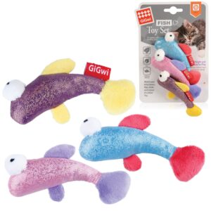 Hračky pre mačky, Mačky, Textilné hračky - GiGwi Fish Toy Set 3 různé druhy, 3ks/ karta